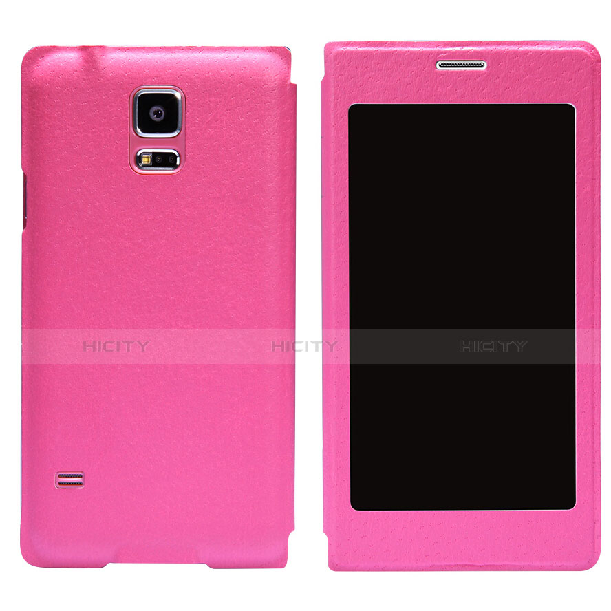 Samsung Galaxy S5 G900F G903F用手帳型 レザーケース スタンド サムスン ローズレッド
