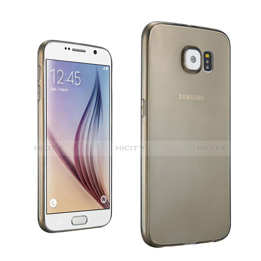 Samsung Galaxy S6 Duos SM-G920F G9200用極薄ソフトケース シリコンケース 耐衝撃 全面保護 クリア透明 サムスン グレー