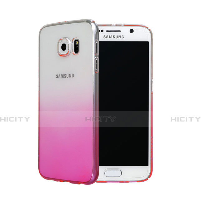 Samsung Galaxy S6 Duos SM-G920F G9200用ハードケース グラデーション 勾配色 クリア透明 サムスン ピンク