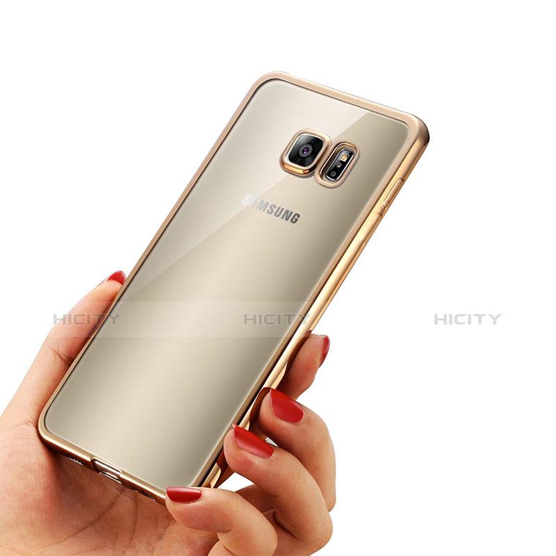 Samsung Galaxy S6 Duos SM-G920F G9200用極薄ソフトケース シリコンケース 耐衝撃 全面保護 クリア透明 T04 サムスン ゴールド