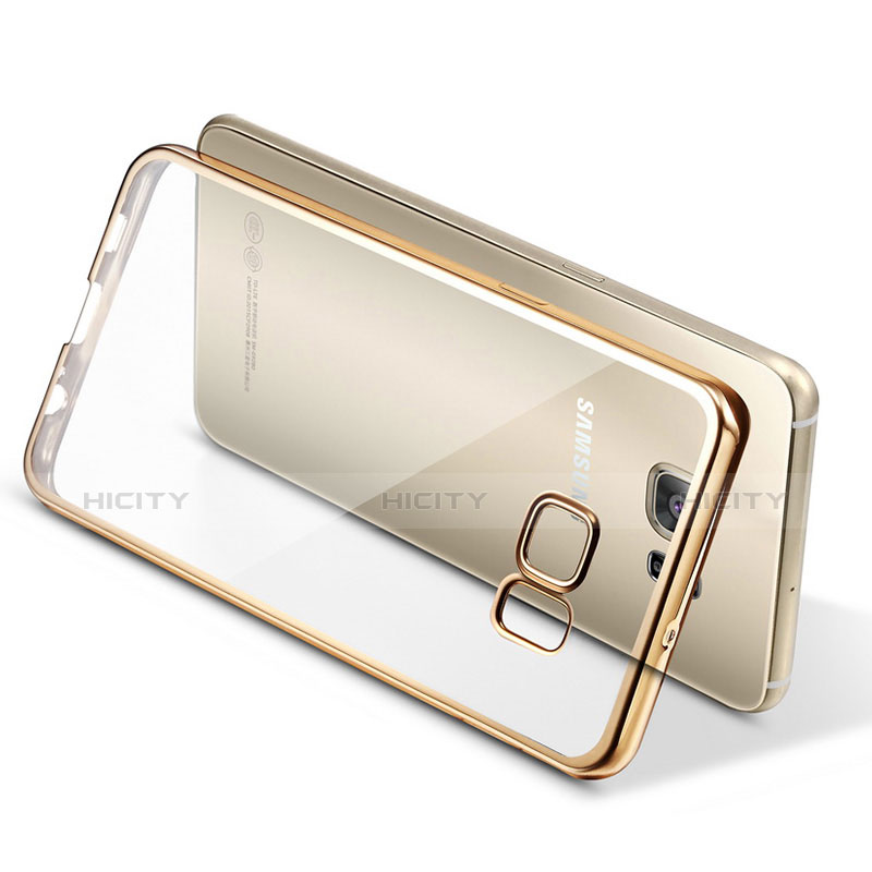 Samsung Galaxy S6 Duos SM-G920F G9200用極薄ソフトケース シリコンケース 耐衝撃 全面保護 クリア透明 T04 サムスン ゴールド