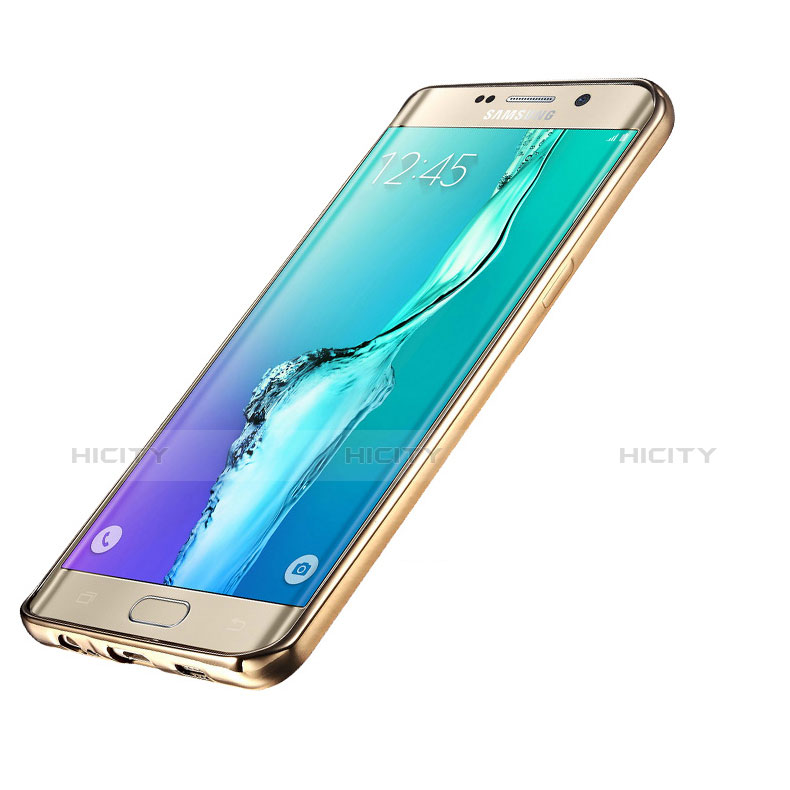Samsung Galaxy S6 Edge+ Plus SM-G928F用極薄ソフトケース シリコンケース 耐衝撃 全面保護 クリア透明 T03 サムスン ゴールド