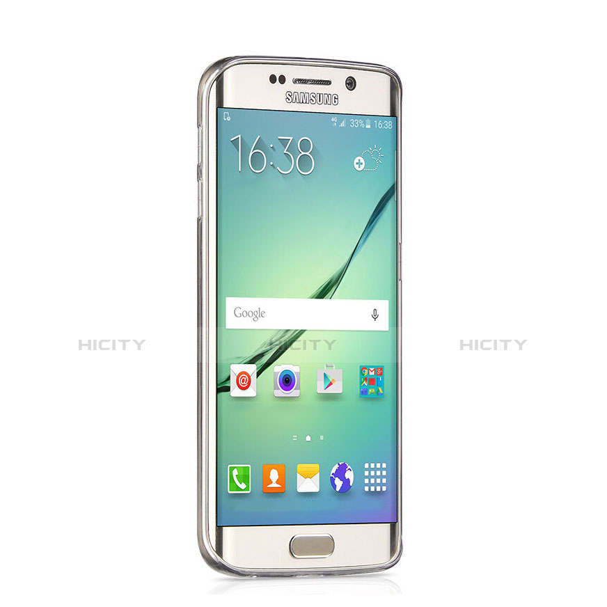Samsung Galaxy S6 Edge SM-G925用極薄ソフトケース シリコンケース 耐衝撃 全面保護 クリア透明 サムスン グレー
