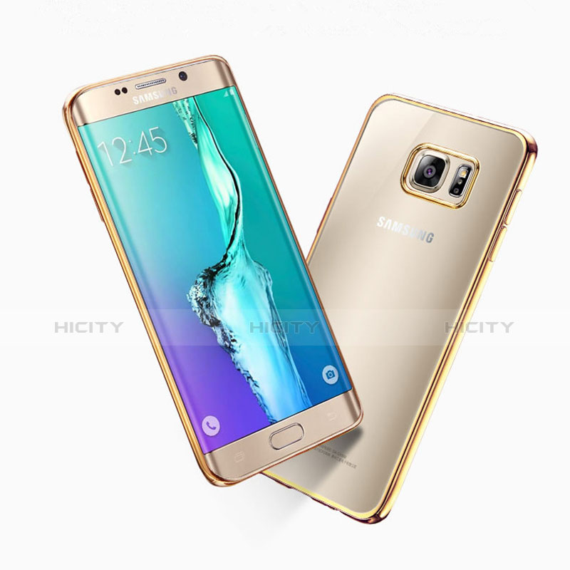 Samsung Galaxy S6 Edge SM-G925用バンパーケース クリア透明 サムスン ゴールド