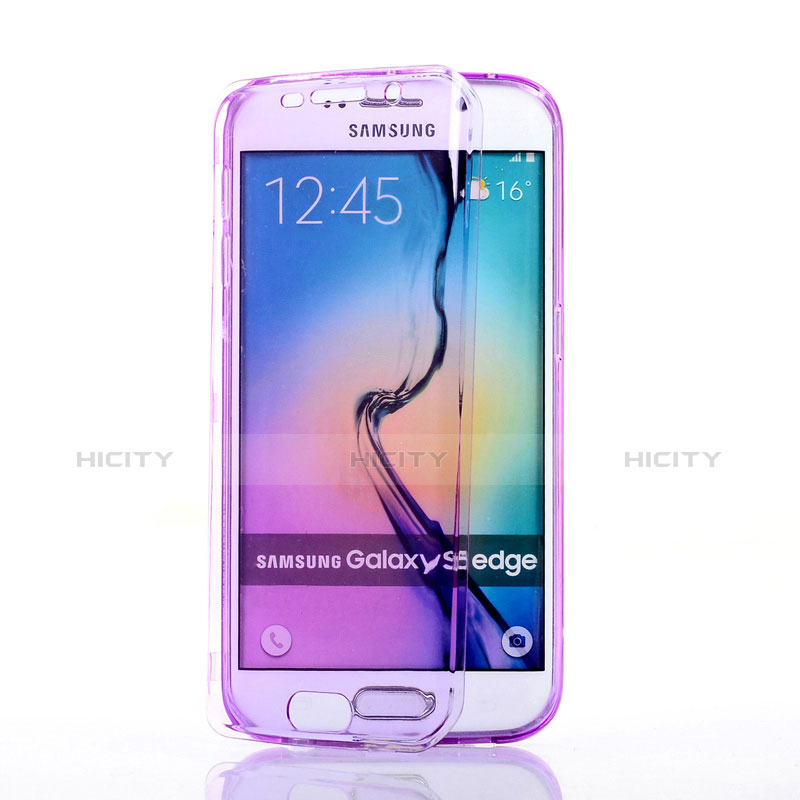 Samsung Galaxy S6 Edge SM-G925用ソフトケース フルカバー クリア透明 サムスン パープル