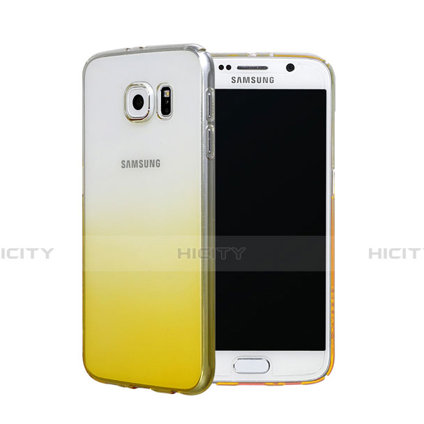 Samsung Galaxy S6 SM-G920用ハードケース グラデーション 勾配色 クリア透明 サムスン イエロー