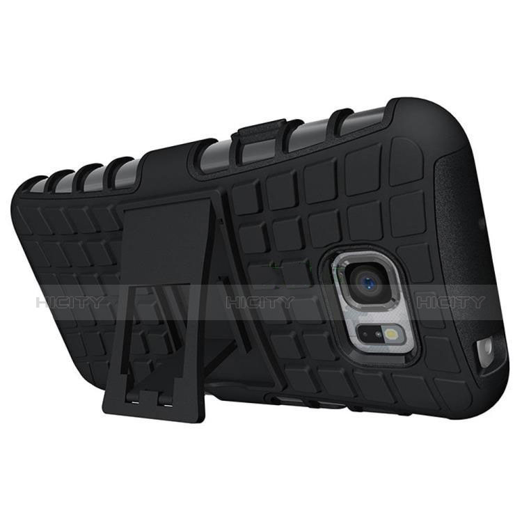 Samsung Galaxy S7 Active G891A用ハイブリットバンパーケース スタンド プラスチック 兼シリコーン サムスン ブラック