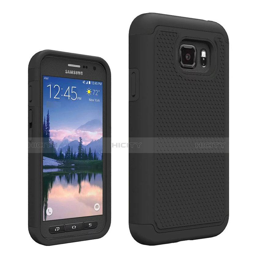 Samsung Galaxy S7 Active G891A用前面と背面 360度 フルカバー 極薄ソフトケース シリコンケース 耐衝撃 全面保護 サムスン ブラック