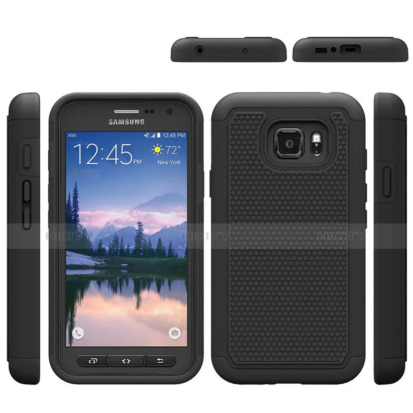 Samsung Galaxy S7 Active G891A用前面と背面 360度 フルカバー 極薄ソフトケース シリコンケース 耐衝撃 全面保護 サムスン ブラック