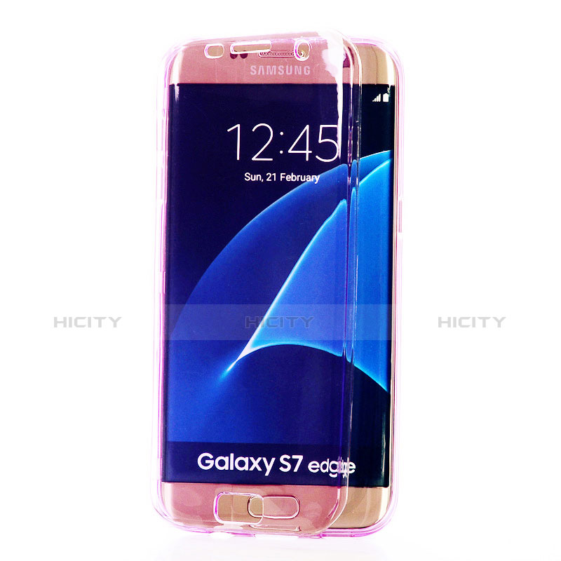 Samsung Galaxy S7 Edge G935F用ソフトケース フルカバー クリア透明 サムスン パープル