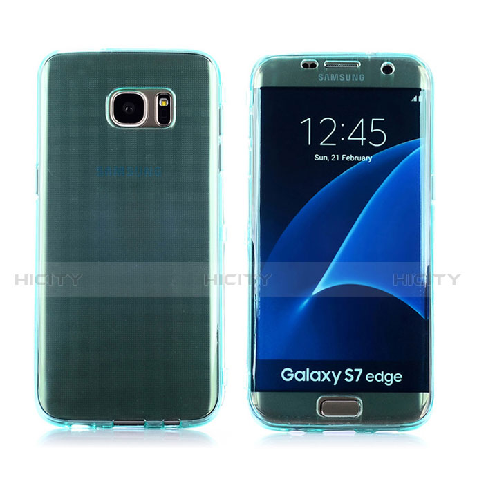 Samsung Galaxy S7 Edge G935F用ソフトケース フルカバー クリア透明 サムスン ブルー