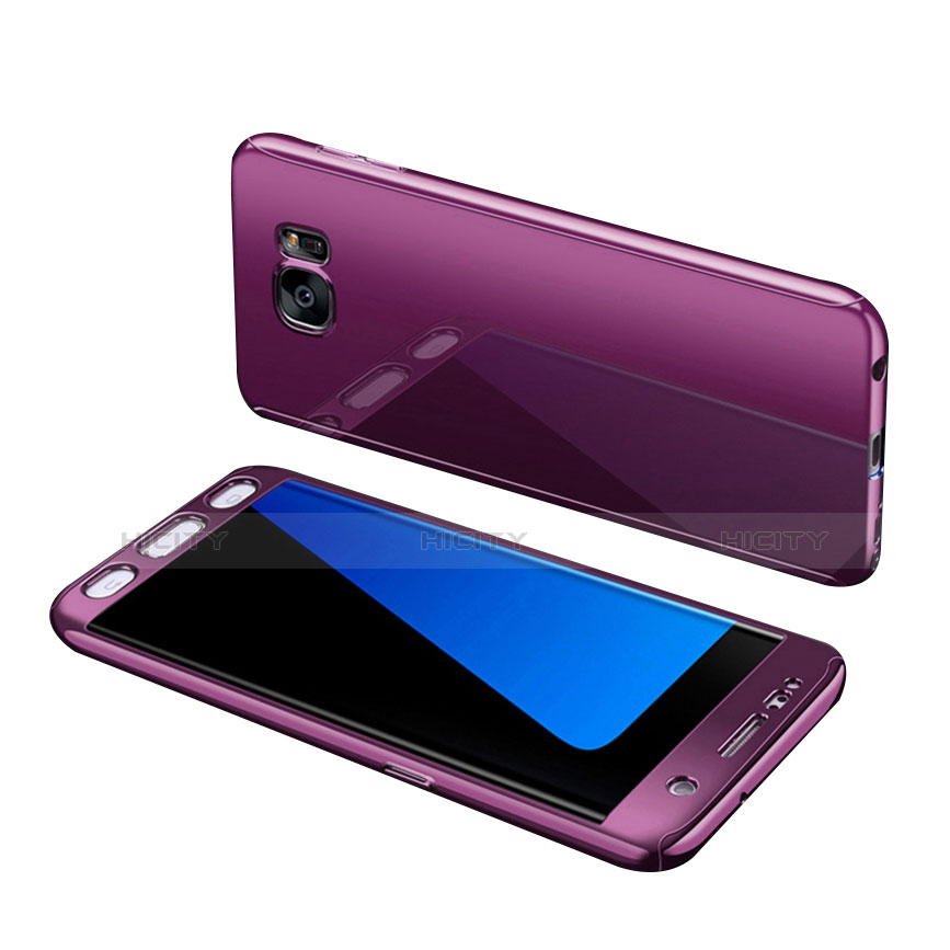 Samsung Galaxy S7 Edge G935F用ハードケース プラスチック 質感もマット 前面と背面 360度 フルカバー サムスン パープル
