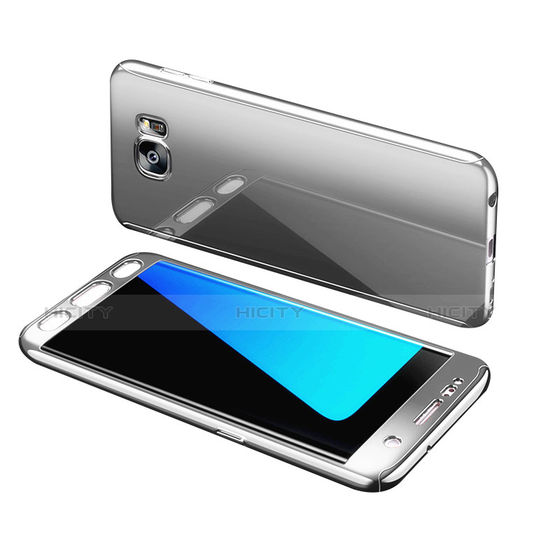 Samsung Galaxy S7 Edge G935F用ハードケース プラスチック 質感もマット 前面と背面 360度 フルカバー サムスン シルバー