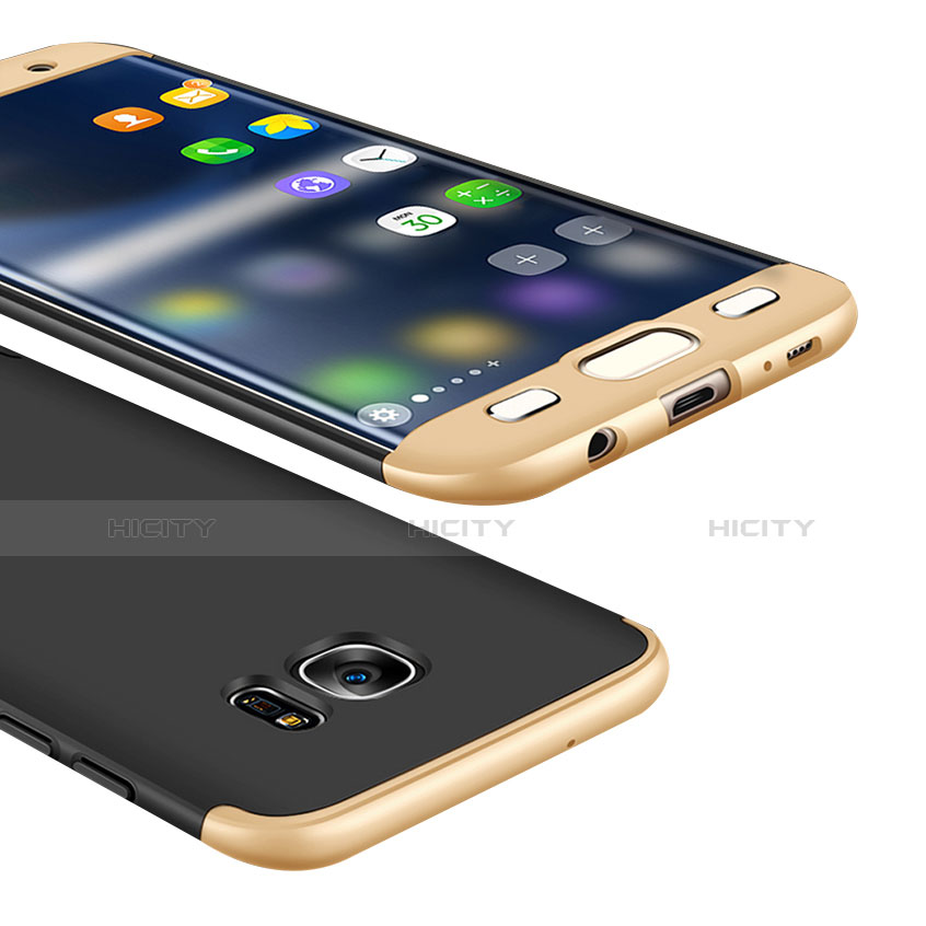 Samsung Galaxy S7 Edge G935F用ハードケース プラスチック 質感もマット 前面と背面 360度 フルカバー M01 サムスン ゴールド・ブラック