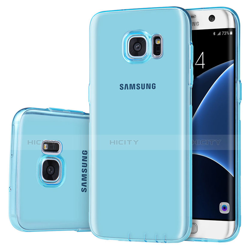 Samsung Galaxy S7 Edge G935F用極薄ソフトケース シリコンケース 耐衝撃 全面保護 クリア透明 H01 サムスン ネイビー