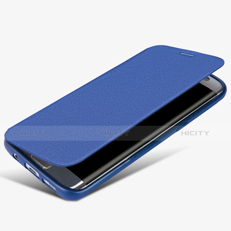 Samsung Galaxy S7 Edge G935F用手帳型 レザーケース スタンド L02 サムスン ネイビー