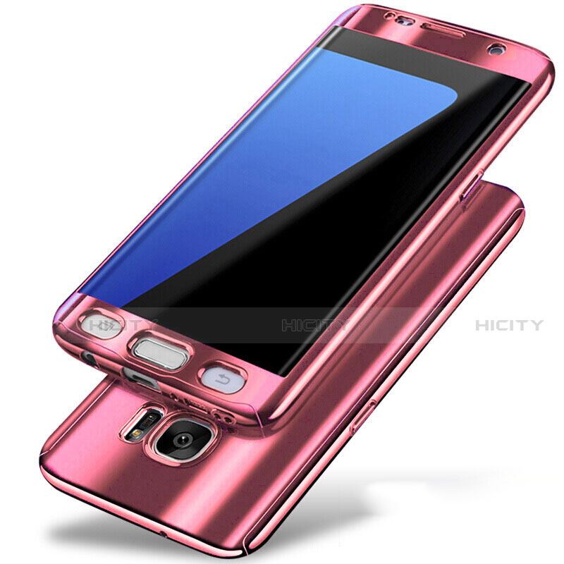 Samsung Galaxy S7 Edge G935F用ハードケース プラスチック 質感もマット 前面と背面 360度 フルカバー P01 サムスン ローズゴールド