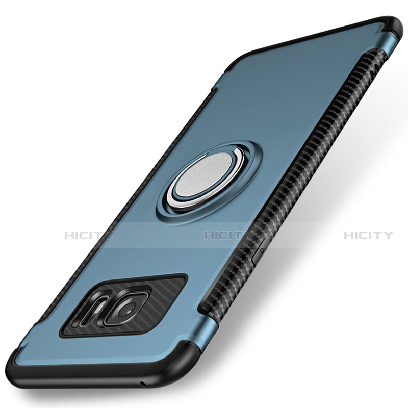 Samsung Galaxy S7 Edge G935F用ハイブリットバンパーケース プラスチック アンド指輪 マグネット式 サムスン ブルー