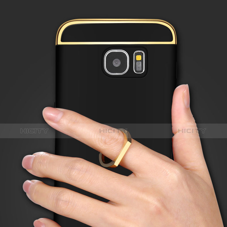 Samsung Galaxy S7 Edge G935F用ケース 高級感 手触り良い メタル兼プラスチック バンパー アンド指輪 A01 サムスン 