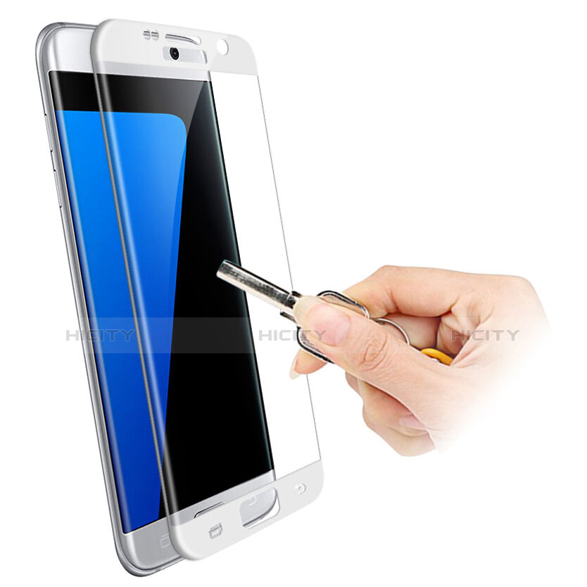 Samsung Galaxy S7 Edge G935F用強化ガラス フル液晶保護フィルム F03 サムスン シルバー