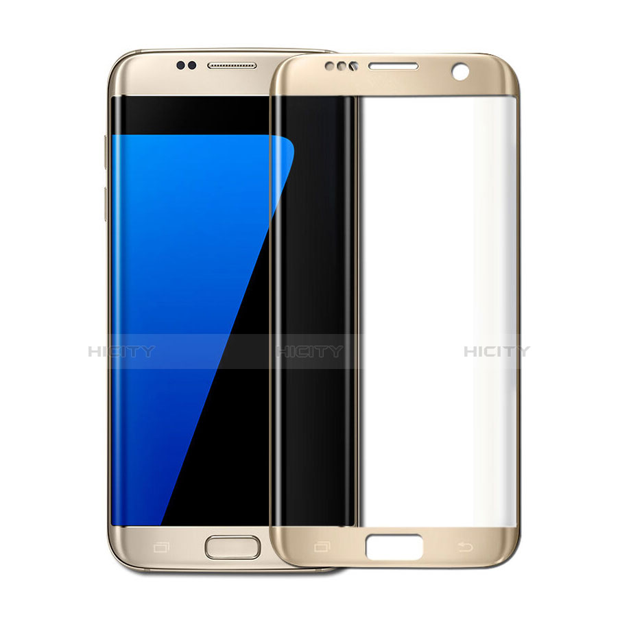 Samsung Galaxy S7 Edge G935F用強化ガラス フル液晶保護フィルム サムスン ゴールド