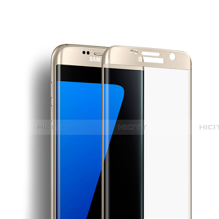 Samsung Galaxy S7 Edge G935F用強化ガラス フル液晶保護フィルム F02 サムスン ゴールド