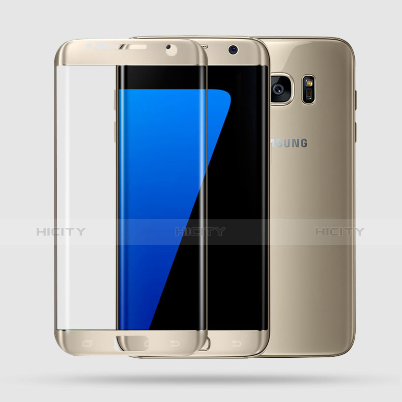 Samsung Galaxy S7 Edge G935F用強化ガラス 液晶保護フィルム 3D サムスン ゴールド