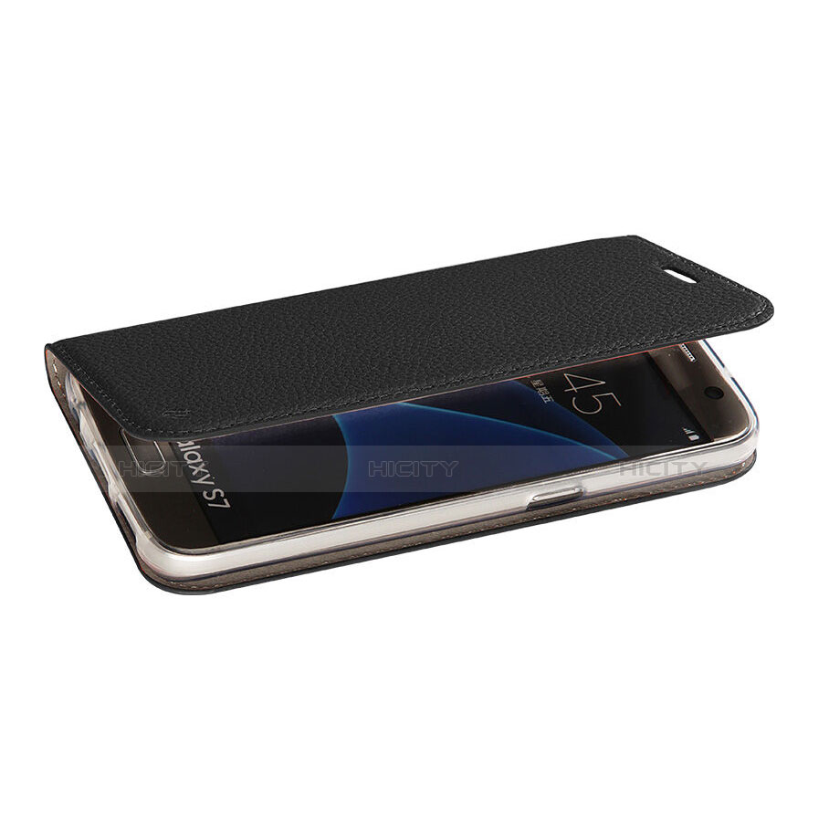 Samsung Galaxy S7 G930F G930FD用手帳型 レザーケース スタンド サムスン ブラック