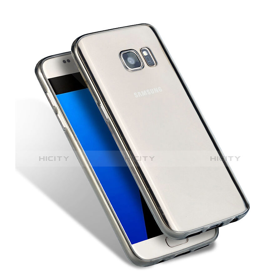 Samsung Galaxy S7 G930F G930FD用極薄ソフトケース シリコンケース 耐衝撃 全面保護 クリア透明 サムスン グレー