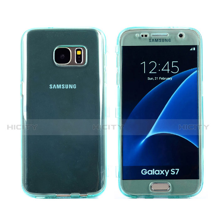 Samsung Galaxy S7 G930F G930FD用ソフトケース フルカバー クリア透明 サムスン ブルー