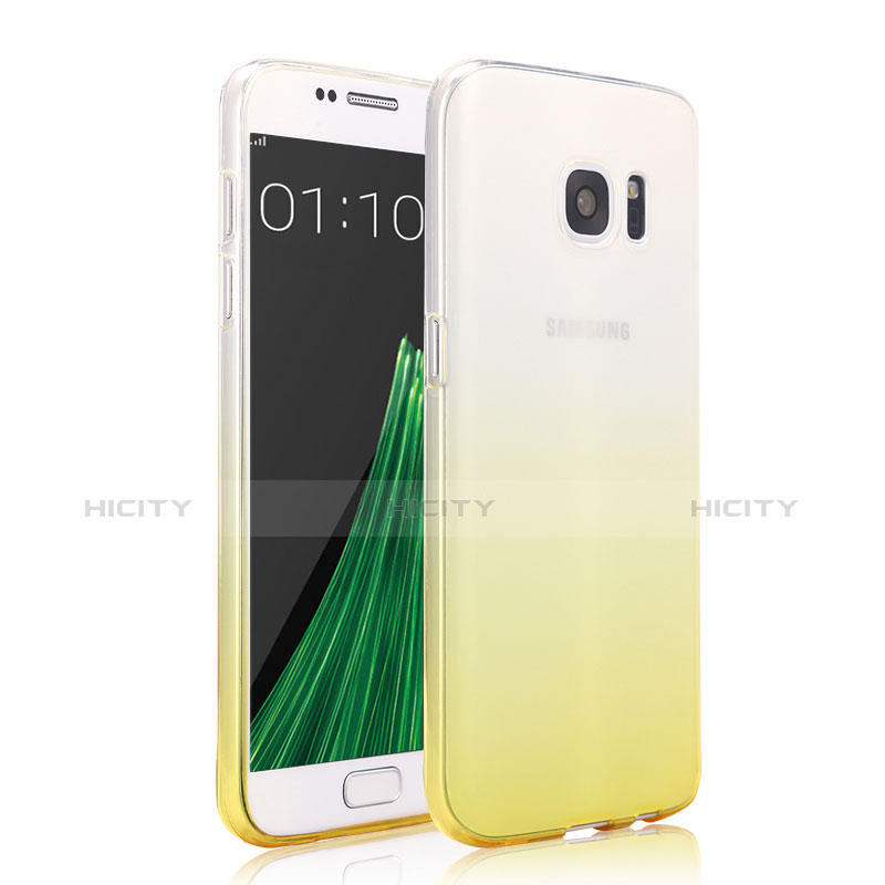 Samsung Galaxy S7 G930F G930FD用極薄ソフトケース グラデーション 勾配色 クリア透明 サムスン イエロー