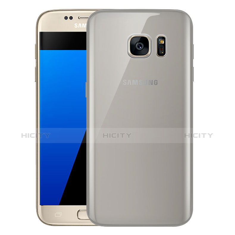 Samsung Galaxy S7 G930F G930FD用極薄ソフトケース シリコンケース 耐衝撃 全面保護 クリア透明 H01 サムスン グレー