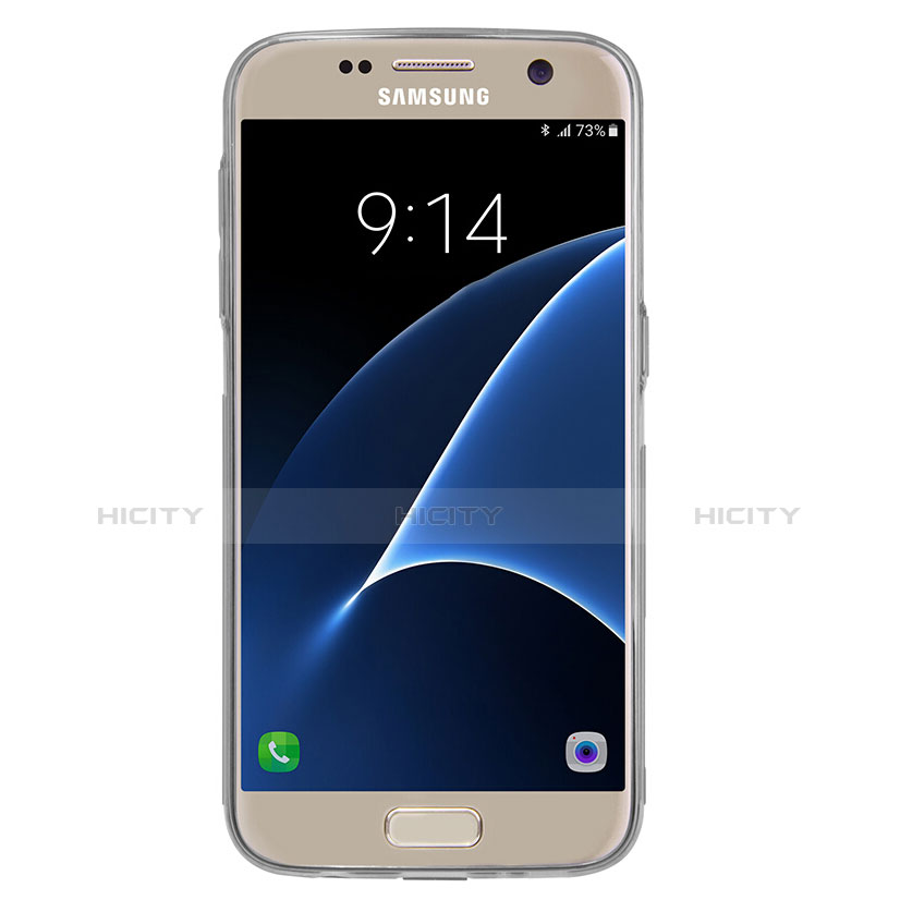 Samsung Galaxy S7 G930F G930FD用極薄ソフトケース シリコンケース 耐衝撃 全面保護 クリア透明 T04 サムスン グレー