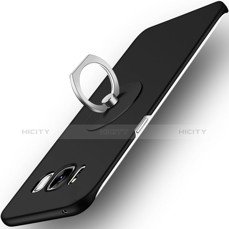 Samsung Galaxy S8用ハードケース プラスチック 質感もマット アンド指輪 サムスン ブラック