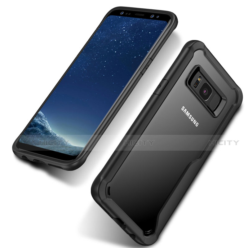 Samsung Galaxy S8用ハイブリットバンパーケース クリア透明 プラスチック サムスン ブラック