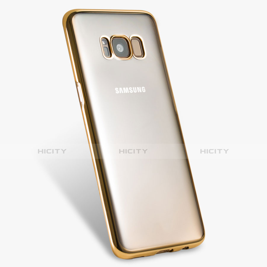 Samsung Galaxy S8用バンパーケース クリア透明 サムスン ゴールド