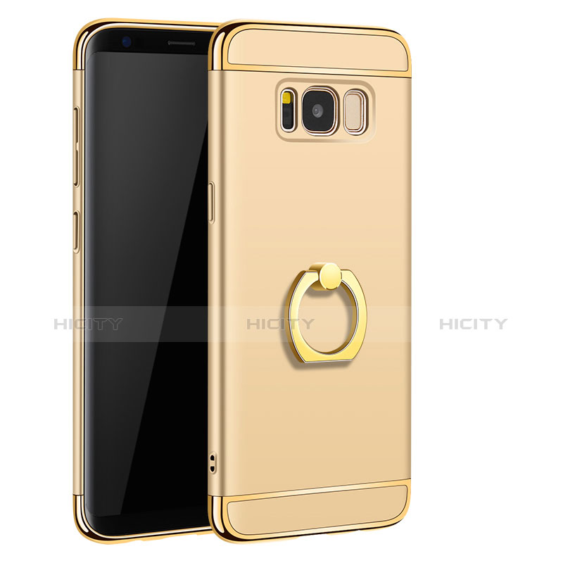 Samsung Galaxy S8用ケース 高級感 手触り良い メタル兼プラスチック バンパー アンド指輪 A01 サムスン ゴールド