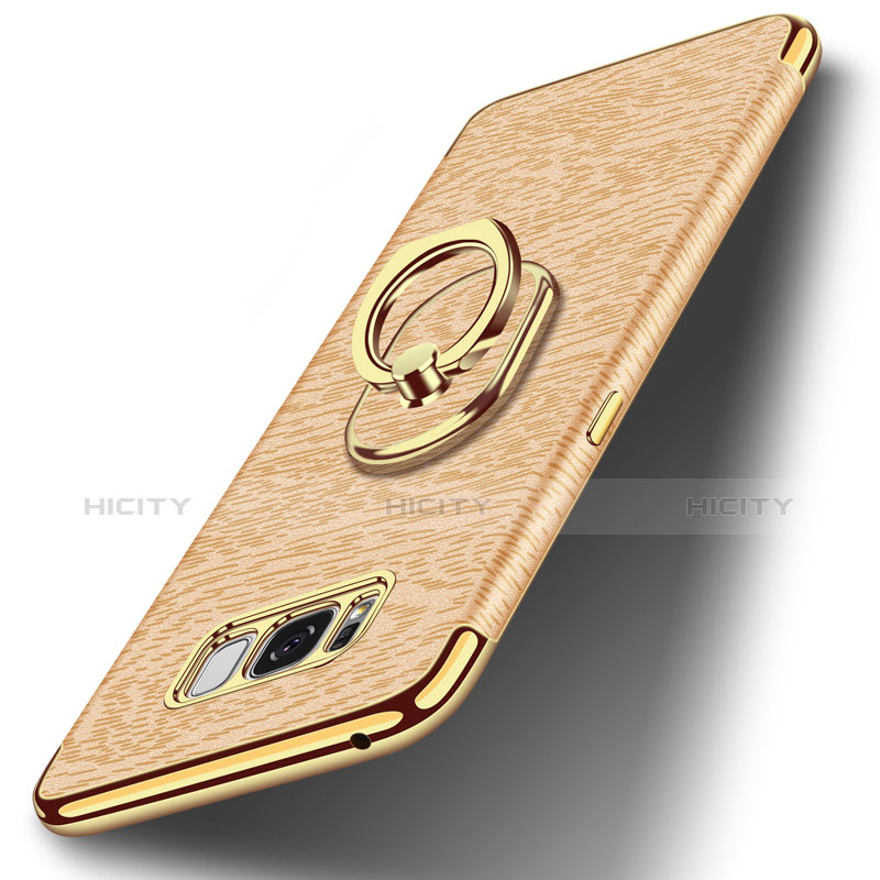 Samsung Galaxy S8用ケース 高級感 手触り良い メタル兼プラスチック バンパー アンド指輪 A02 サムスン ゴールド