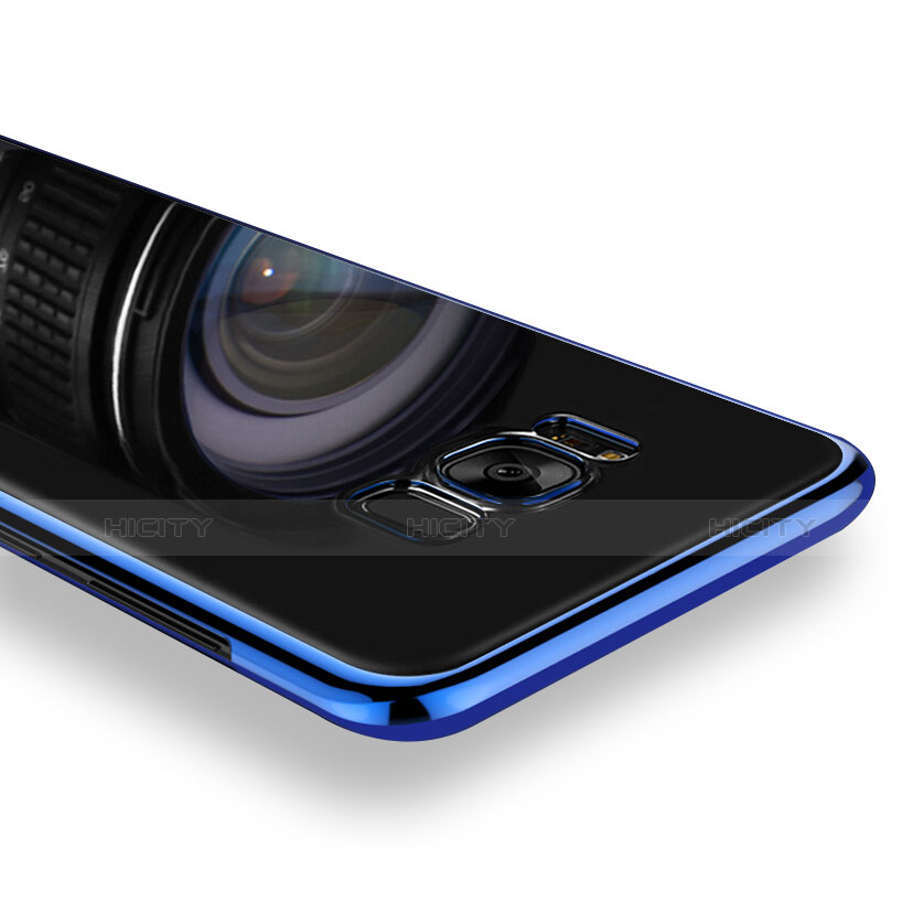 Samsung Galaxy S8用極薄ソフトケース シリコンケース 耐衝撃 全面保護 クリア透明 T08 サムスン ネイビー