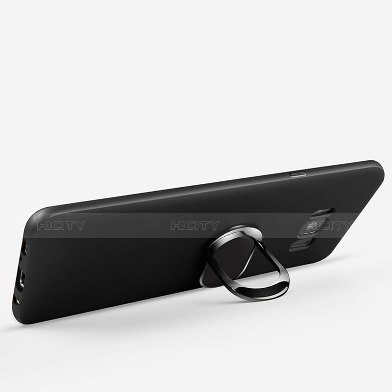 Samsung Galaxy S8用極薄ソフトケース シリコンケース 耐衝撃 全面保護 アンド指輪 サムスン ブラック