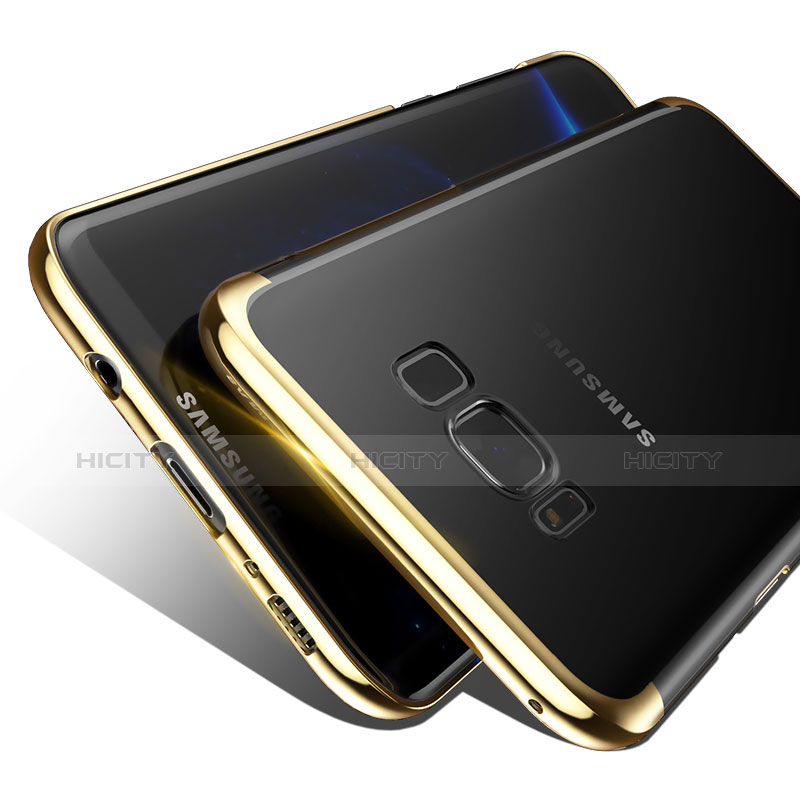 Samsung Galaxy S8用極薄ソフトケース シリコンケース 耐衝撃 全面保護 クリア透明 T09 サムスン ゴールド