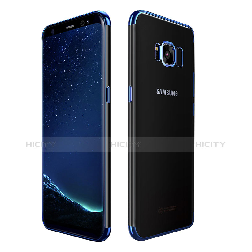 Samsung Galaxy S8用極薄ソフトケース シリコンケース 耐衝撃 全面保護 クリア透明 T09 サムスン ネイビー