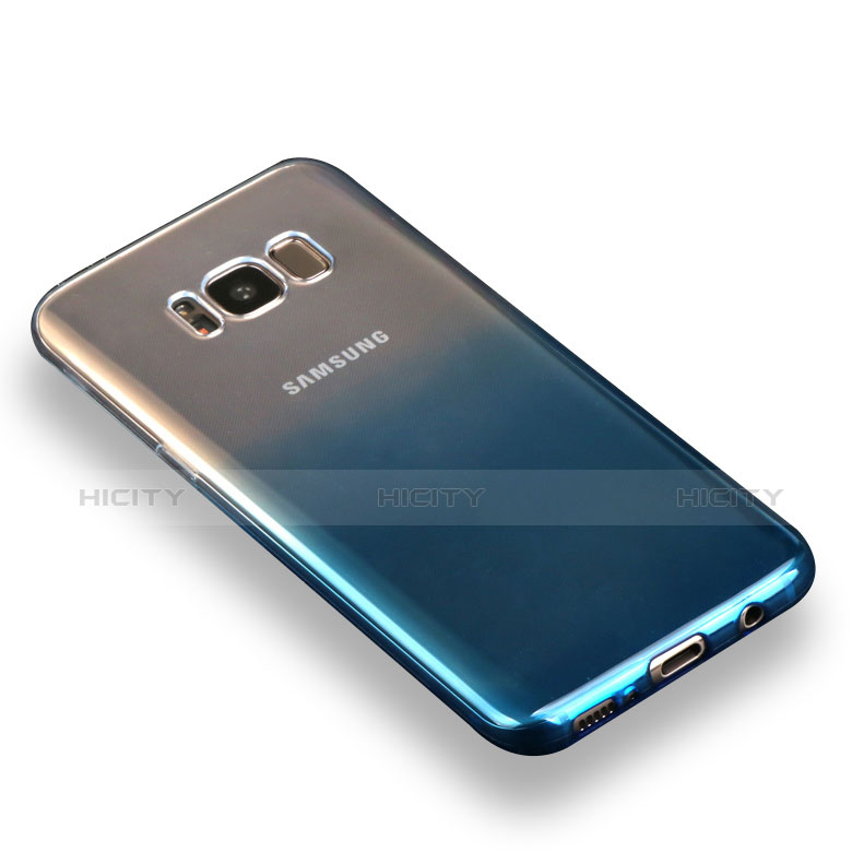Samsung Galaxy S8用極薄ソフトケース グラデーション 勾配色 クリア透明 サムスン ネイビー
