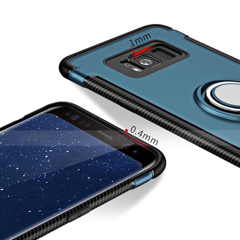 Samsung Galaxy S8用ハイブリットバンパーケース プラスチック アンド指輪 兼シリコーン A01 サムスン ネイビー