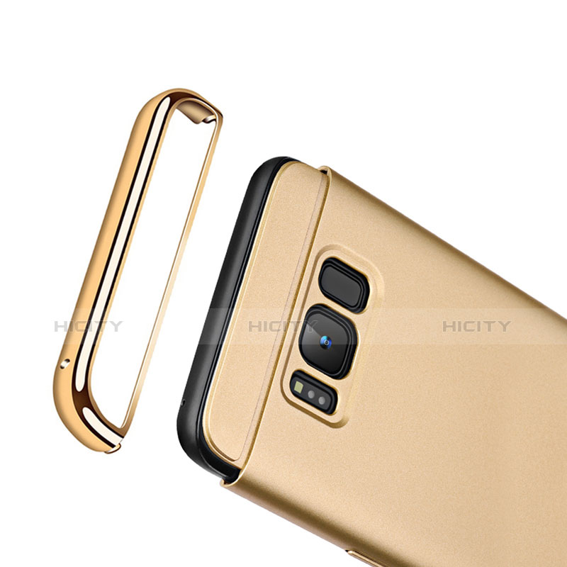 Samsung Galaxy S8用ケース 高級感 手触り良い メタル兼プラスチック バンパー サムスン ゴールド