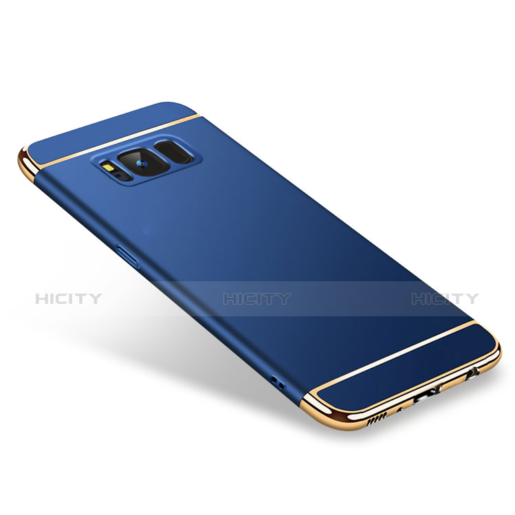 Samsung Galaxy S8用ケース 高級感 手触り良い メタル兼プラスチック バンパー サムスン ネイビー