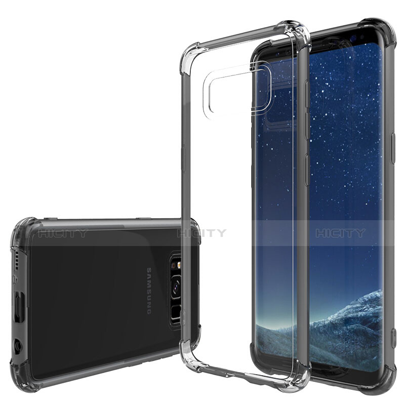 Samsung Galaxy S8用極薄ソフトケース シリコンケース 耐衝撃 全面保護 クリア透明 T10 サムスン グレー