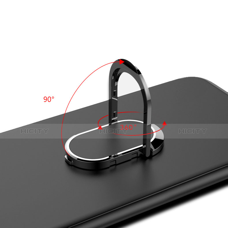 Samsung Galaxy S8用極薄ソフトケース シリコンケース 耐衝撃 全面保護 アンド指輪 A02 サムスン ブラック