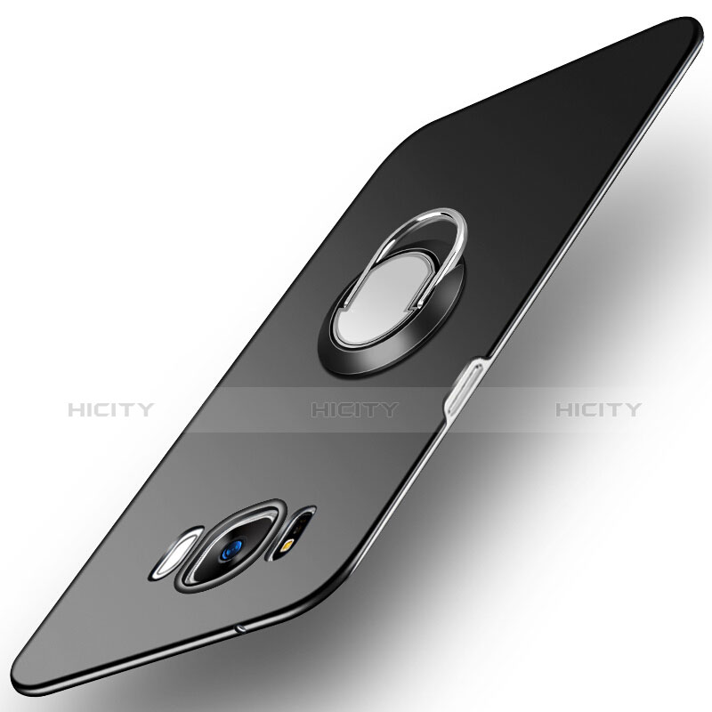 Samsung Galaxy S8用ハードケース プラスチック 質感もマット アンド指輪 A03 サムスン ブラック