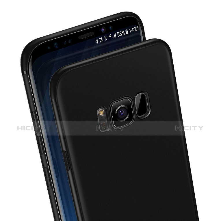 Samsung Galaxy S8用極薄ソフトケース シリコンケース 耐衝撃 全面保護 アンド指輪 A03 サムスン ブラック